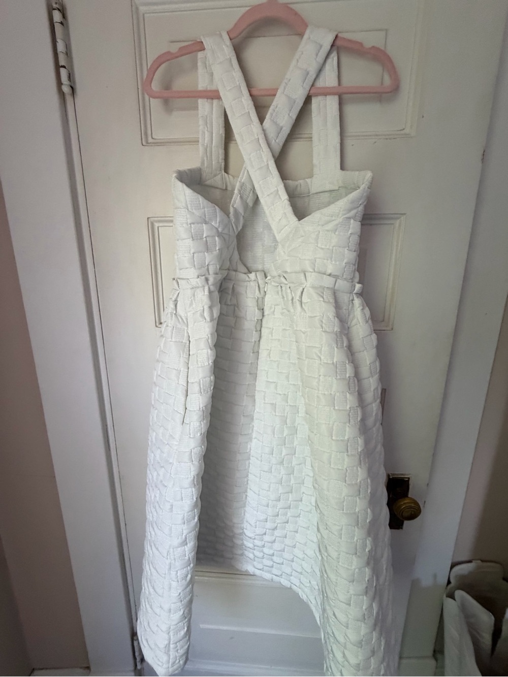 ASOS White woven square neck midi dress with a cross-over back - Picture 5 of 8
